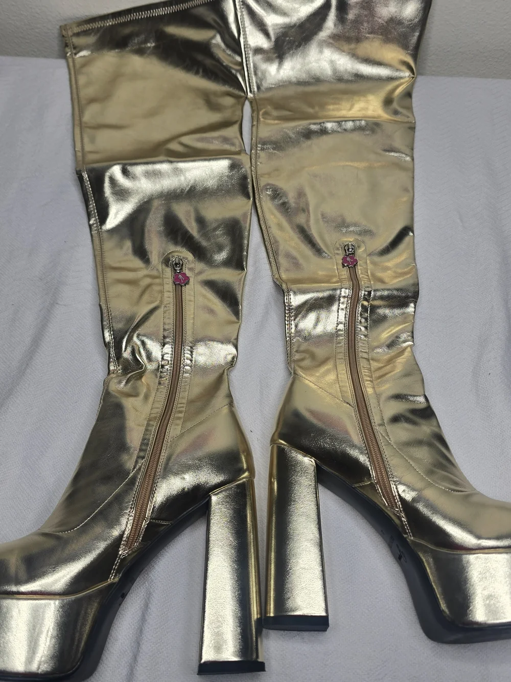 Women's Gold Metallic Platform Knee-High Boots – Size 41 (US 10)